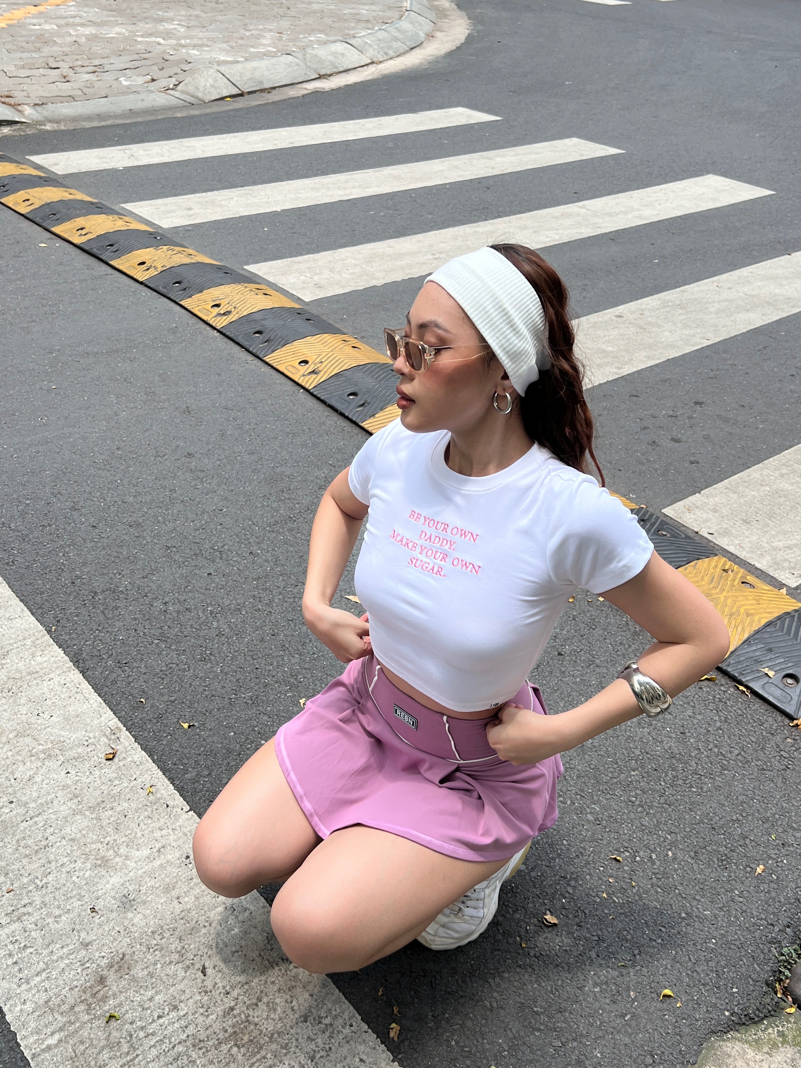 Embroidered Cotton Baby Tee "Be your own daddy make your own sugar"