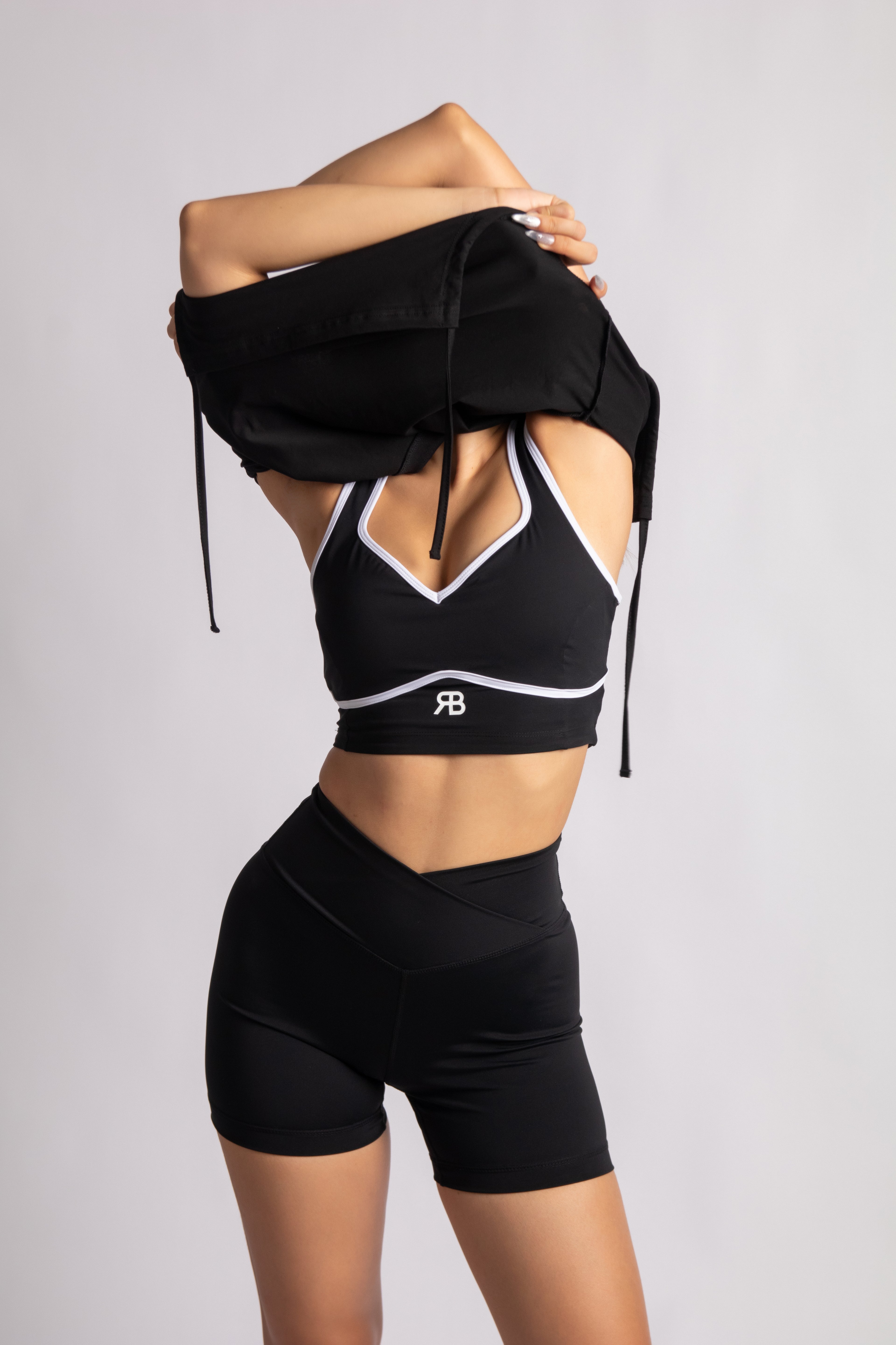 LuxFit High Rise V-Waist Crossover Contour Bikers