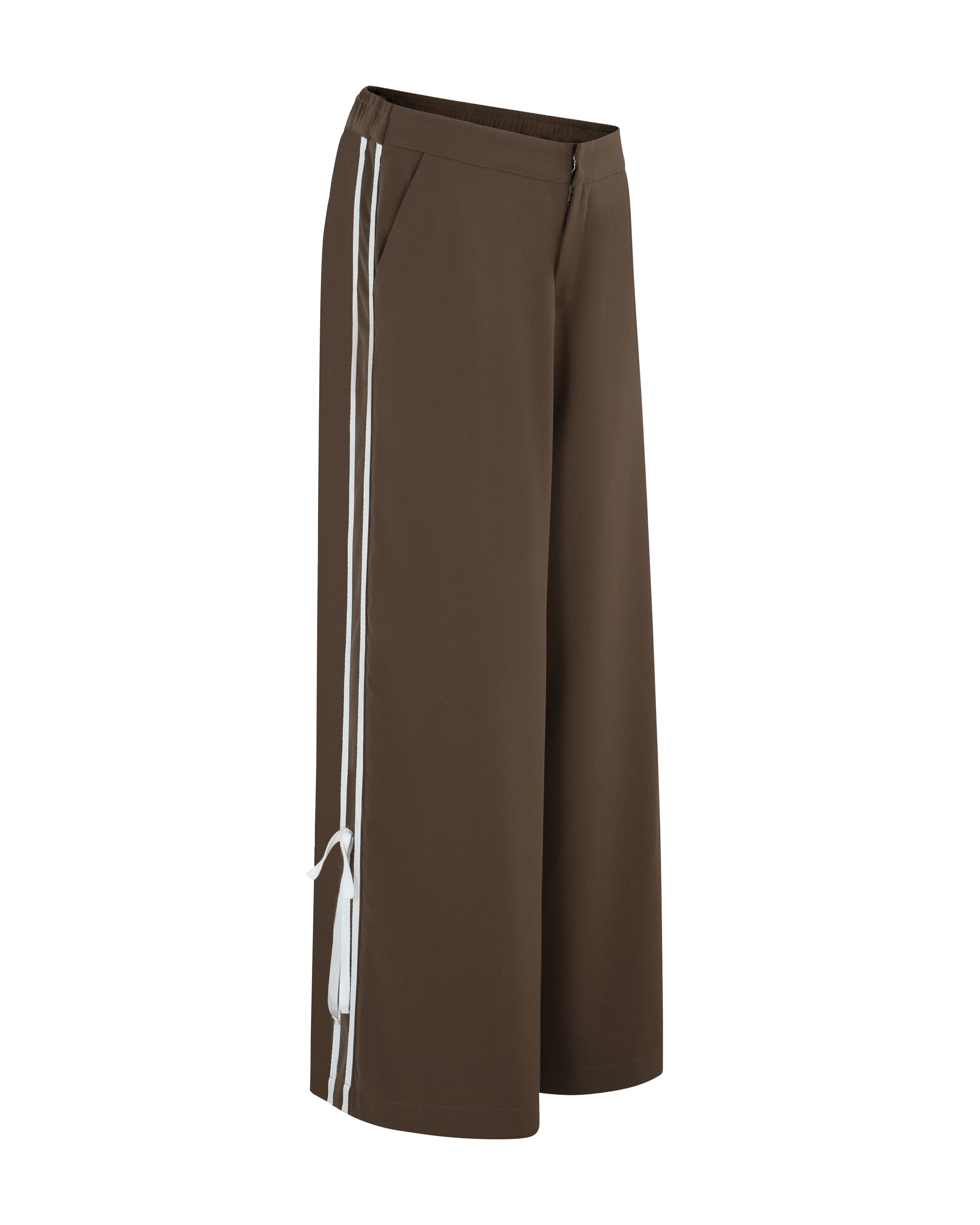 Low-rise Bow tie Wide leg Khaki Pants